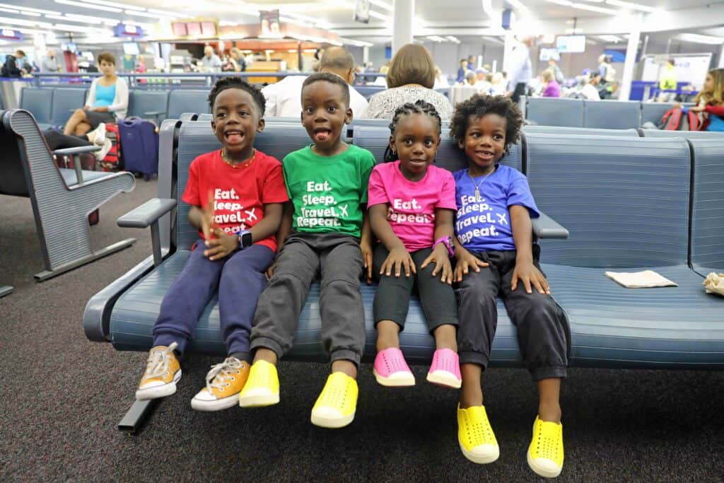 children at the airport