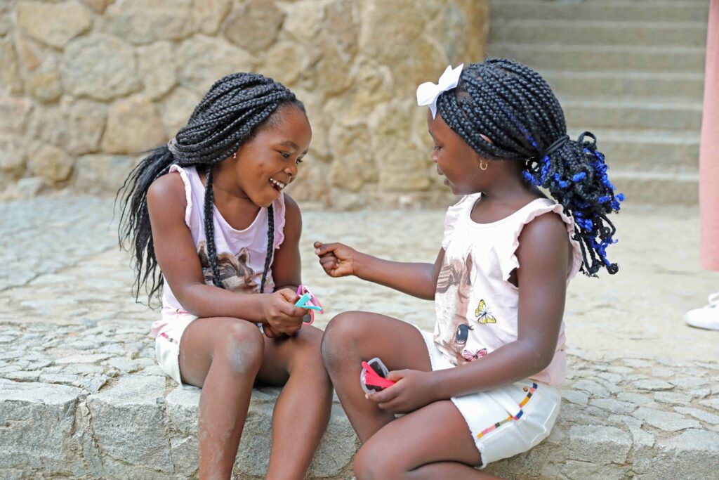 black girls playing together