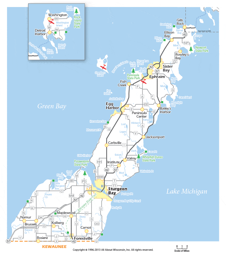 Mapa del condado de Door