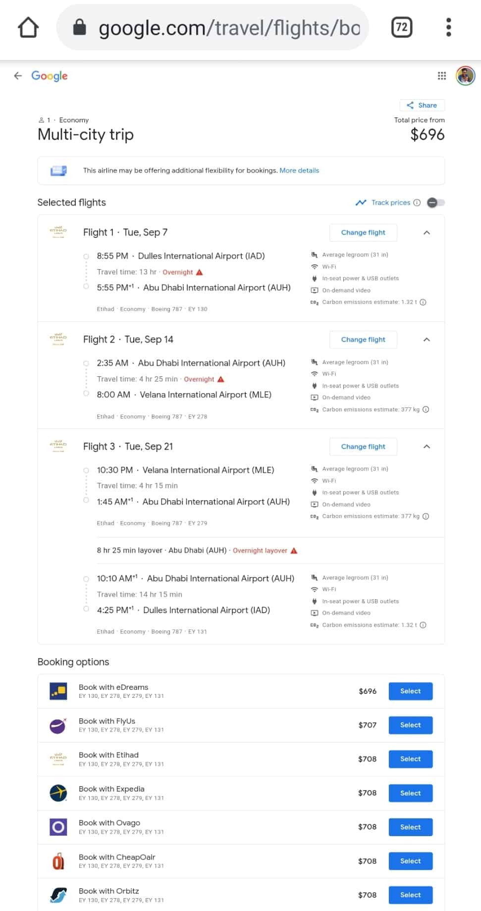 Google Flight multi-city trip