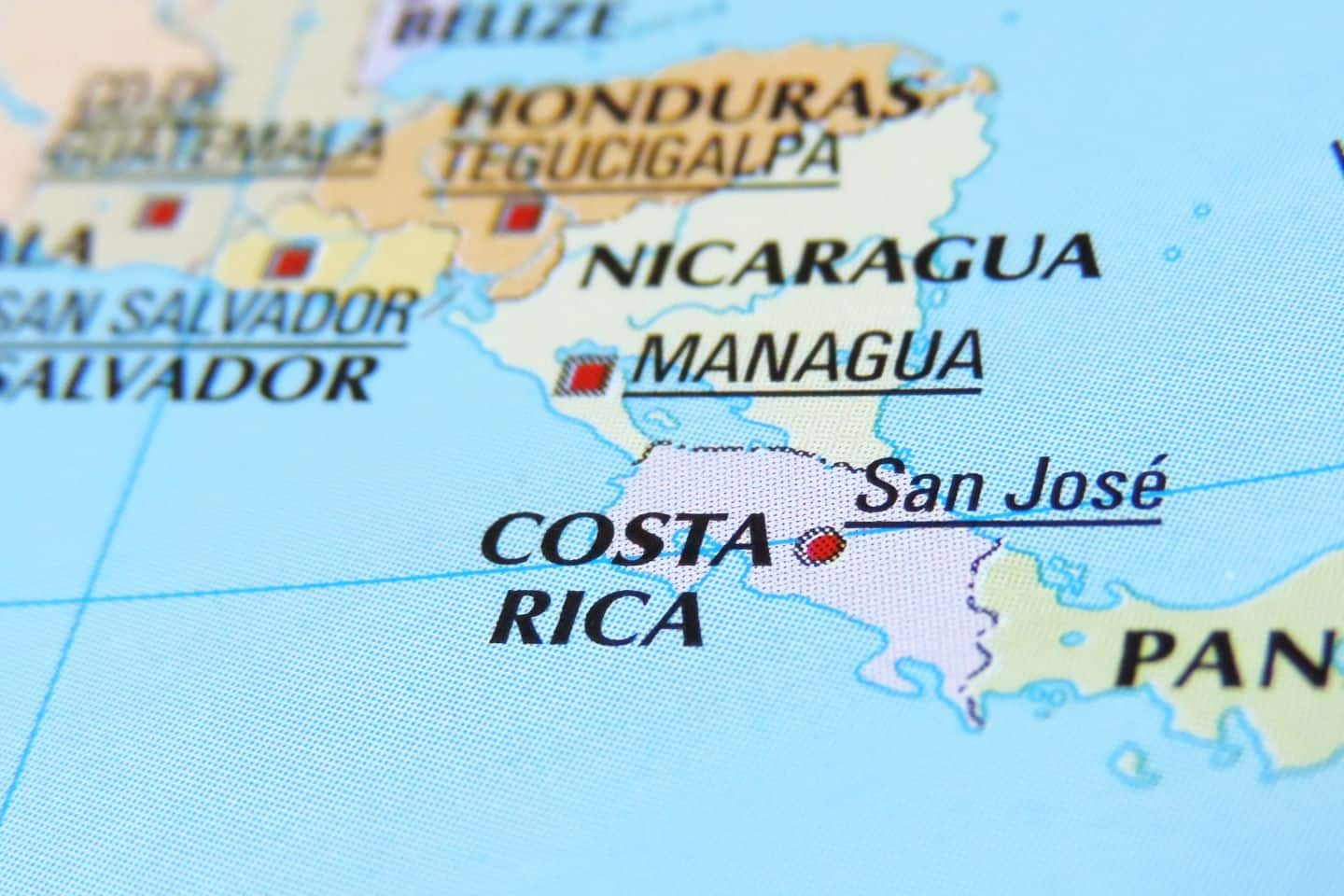 Costa Rica focus in map
