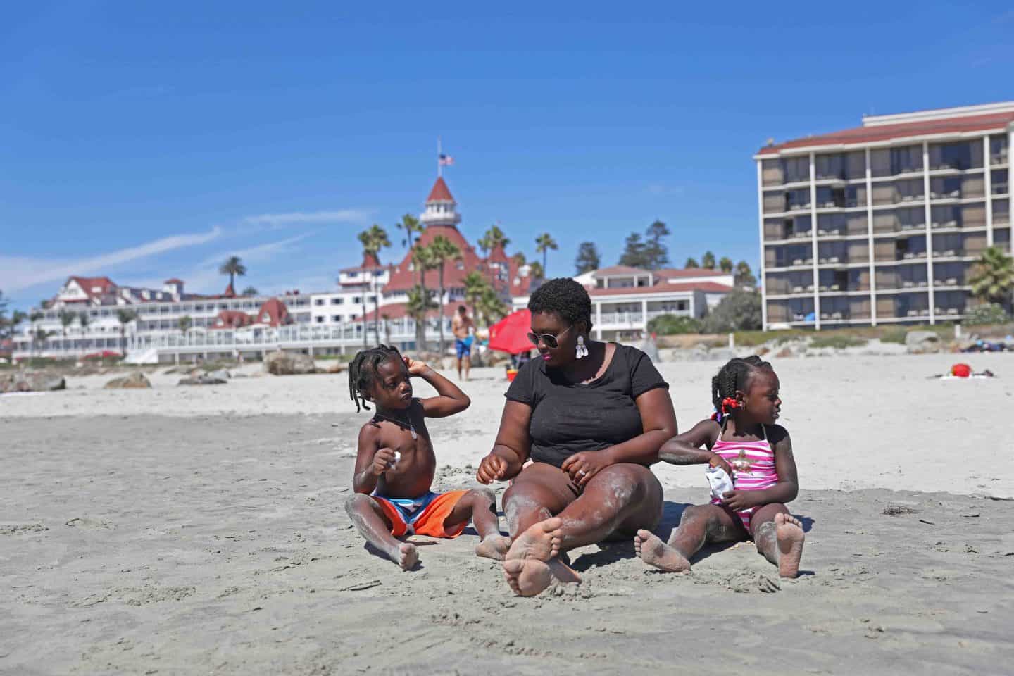 Family Enjoying Coronado Beach near San Diego