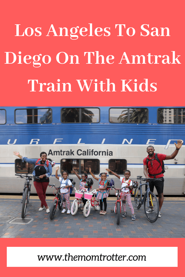 Family traveling Los Angeles To San Diego On The Amtrak Train With Kids