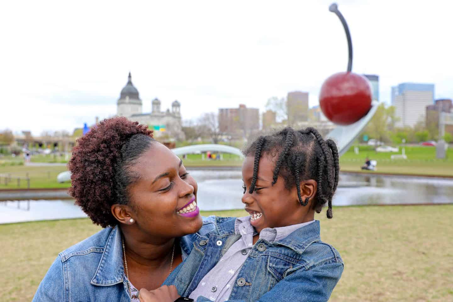 mother and son at minneapolis sculpture garden, black kids do travel