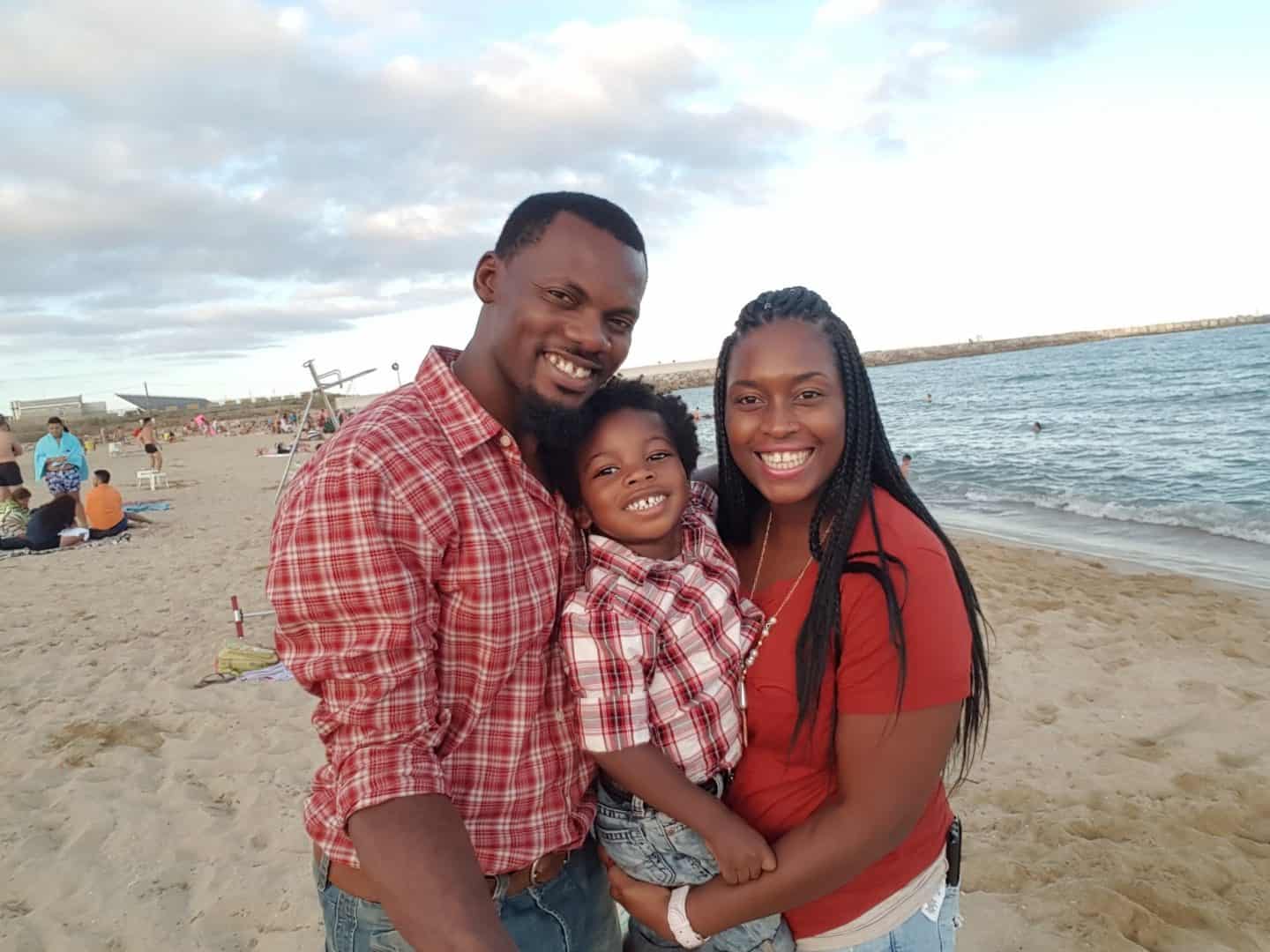 black family at the beach