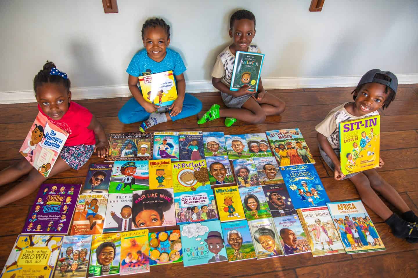 Black kids with reading books