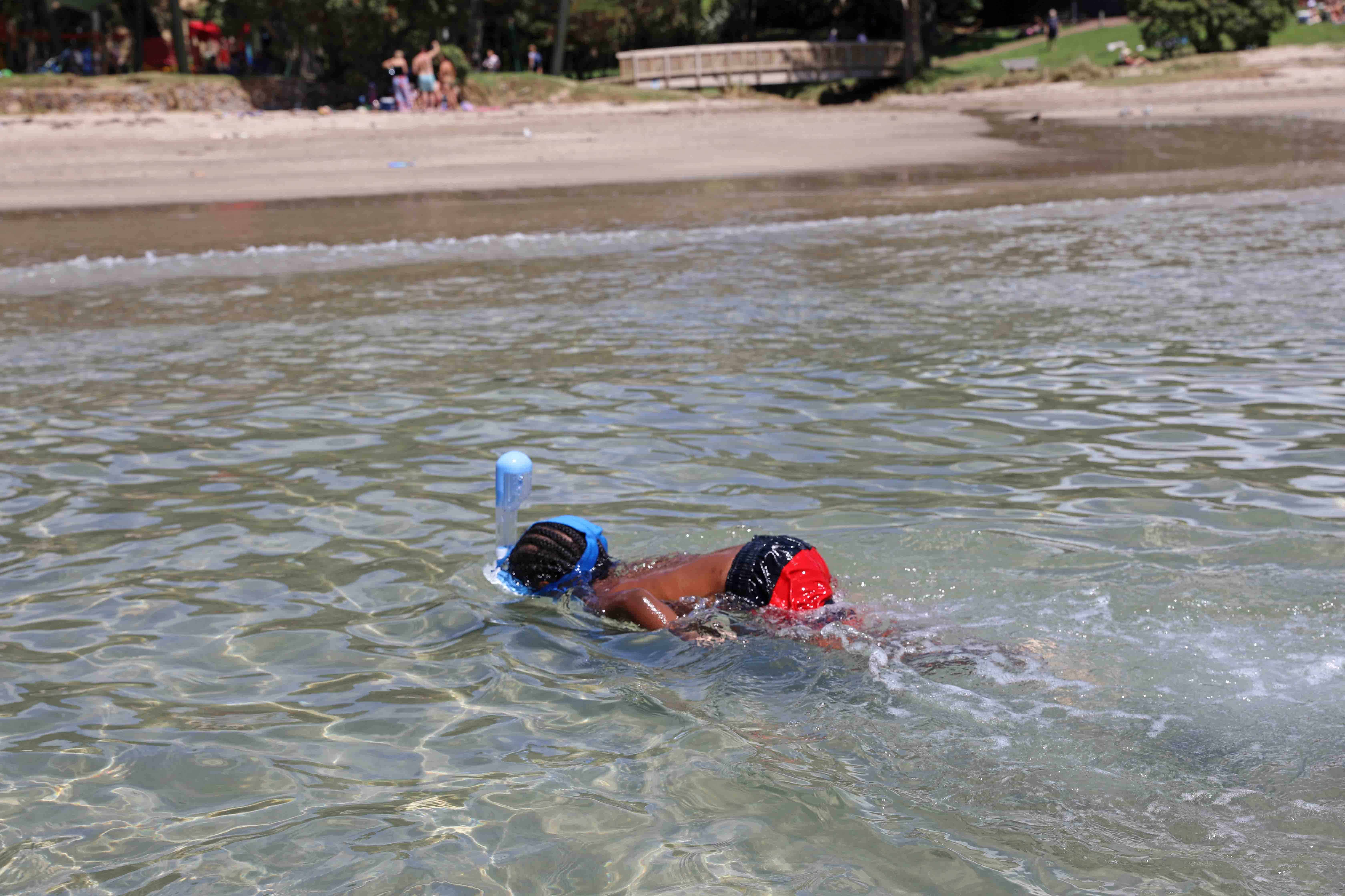 Black Family Travel kids snorkeling