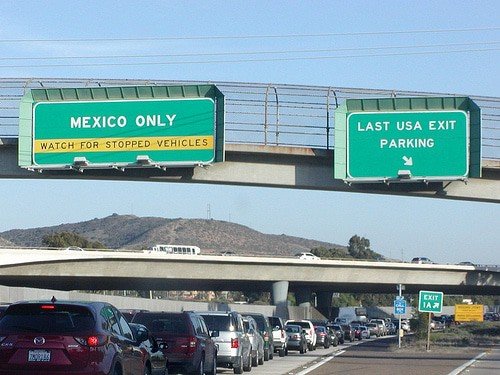 Last USA Parking Exit marker approaching Mexico border from San Diego
