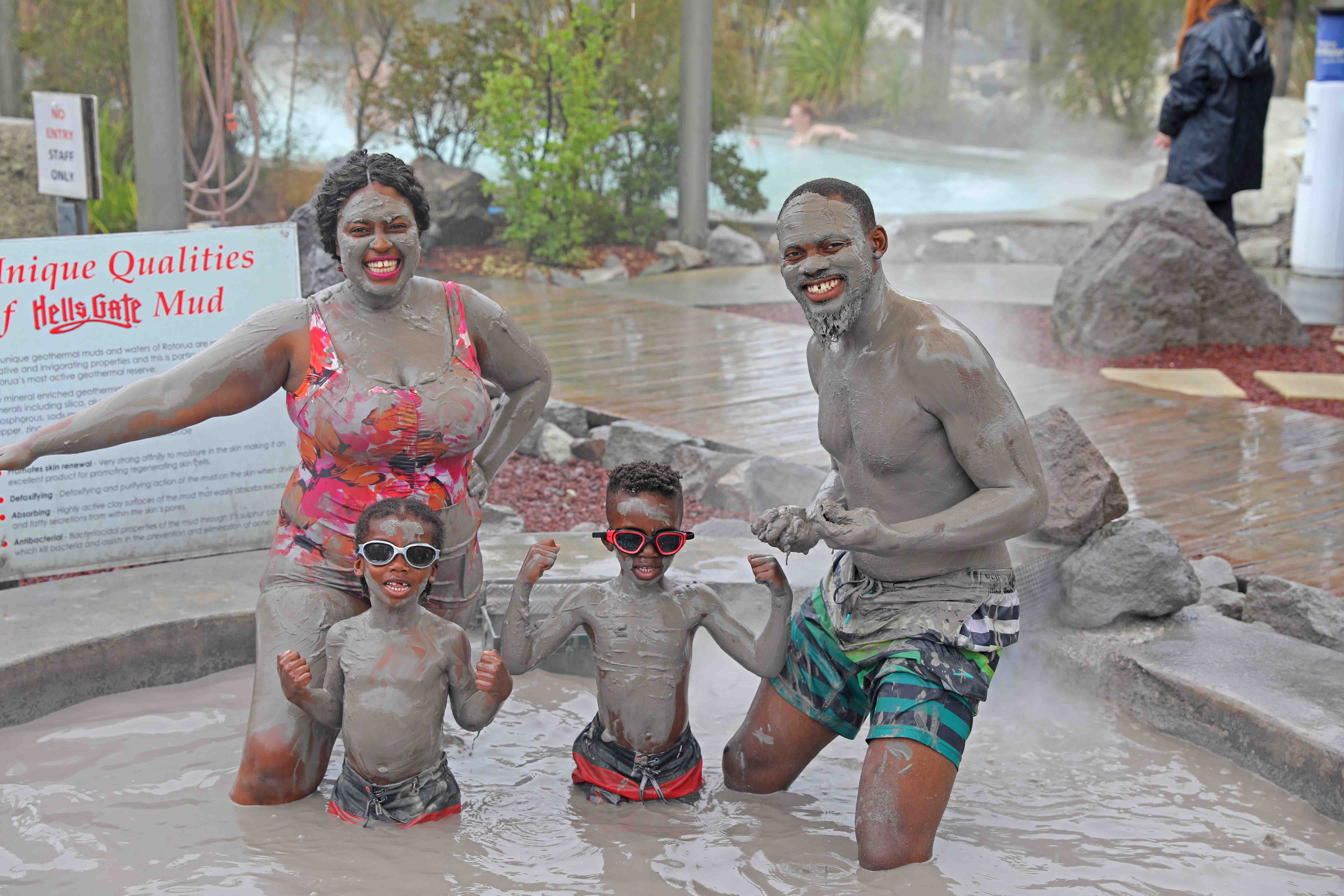 Black Family Travel mud bath rotorua new zealand